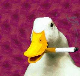 a duck smoking a cigarette